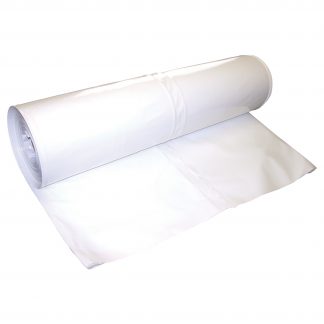 White LDPE Shrink Wrap shown folded and rolled onto cardboard roll